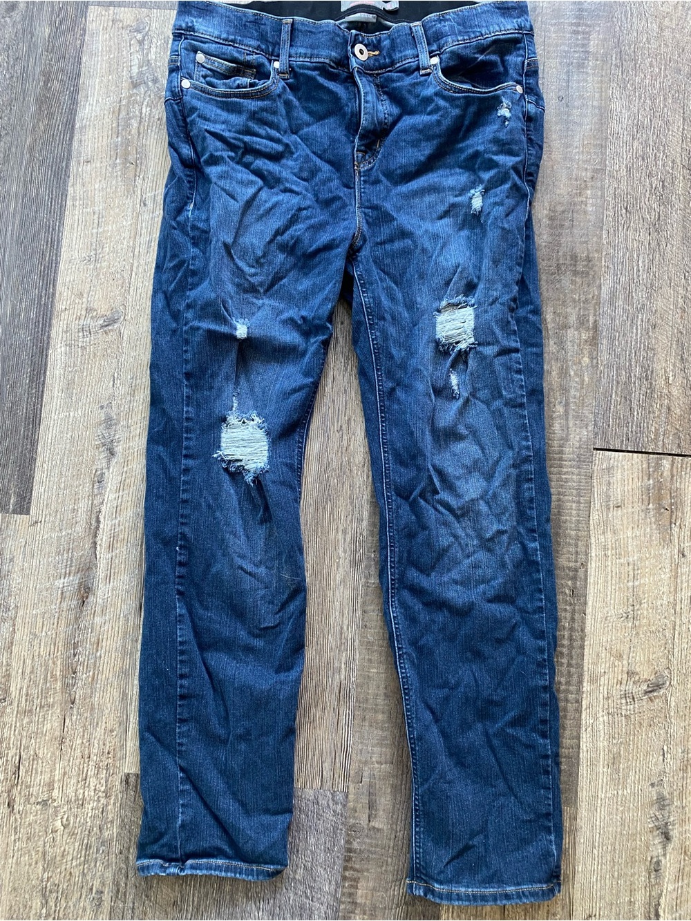 Torrid Distressed Dark Blue Slim Jeans